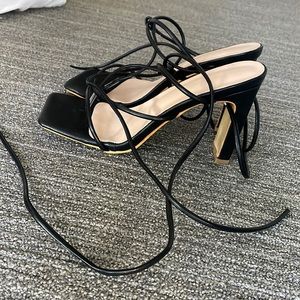 Strappy Black tie up heels